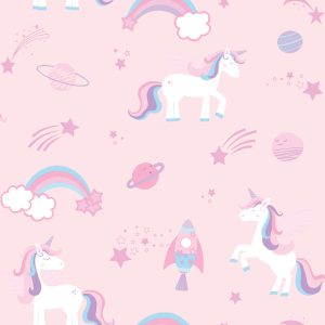 Unicorns, Rockets and Rainbows Pink