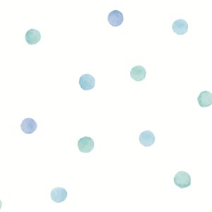 Watercolour Polka Dots Blue Teal