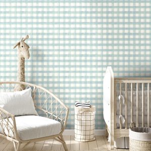 Watercolour Gingham Soft Teal