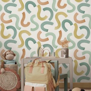 Curly Confetti Teal, Ochre, Orange