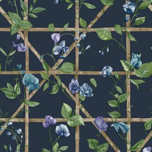 Trailing Floral Trellis Navy